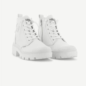 Palladium Pallabase White Leather High Top Lace Up Sneaker Boots 7